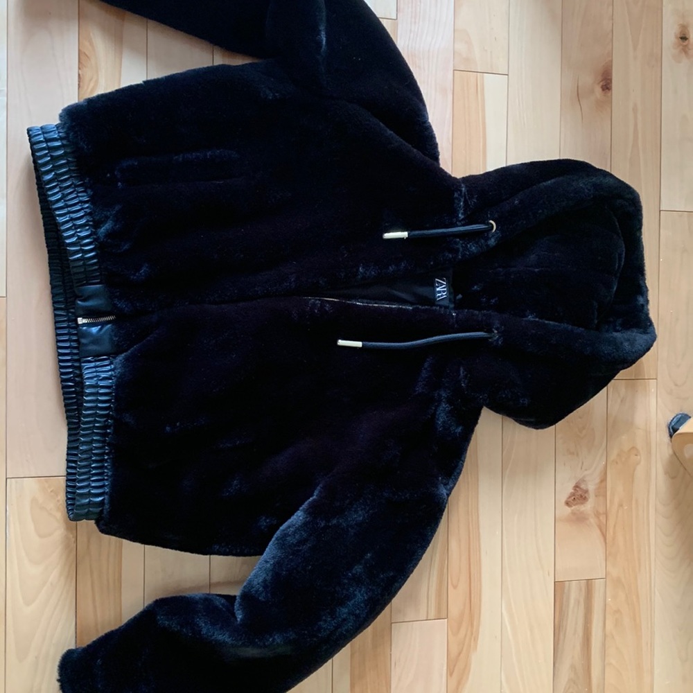Zara black faux fur coat brand new never worn - Picture 1 of 1